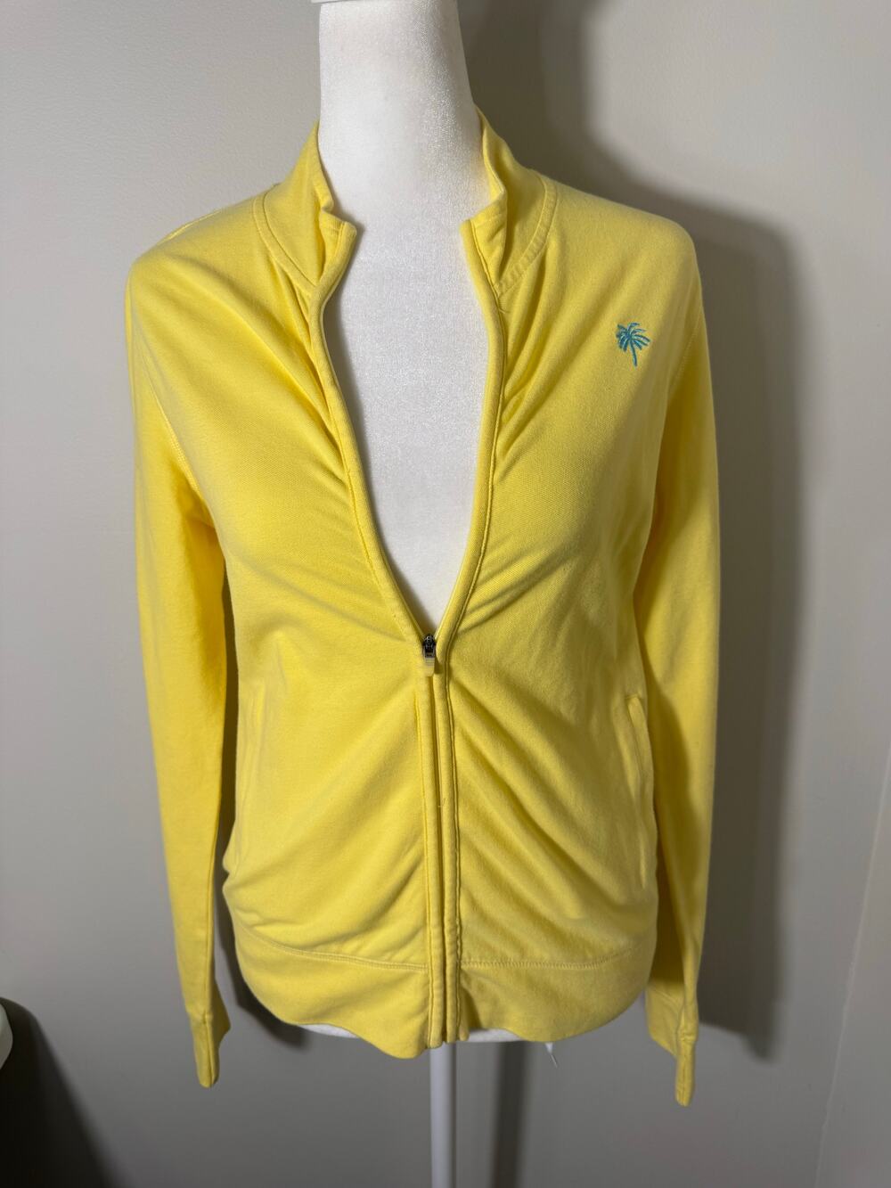 Lilly Pulitzer Preppy Golf Cotton Yellow Zip Up Jacket Size Small
